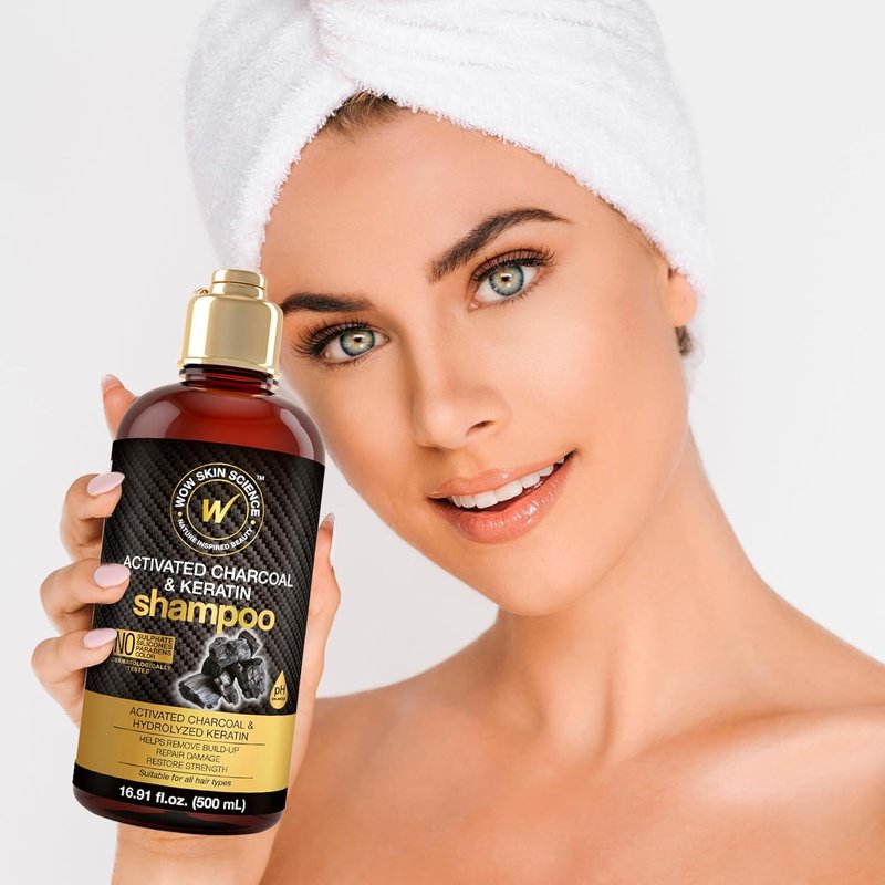 WOW Skin Science Activated Charcoal Shampoo - Deep Cleansing & Nourishing | 16.9 oz