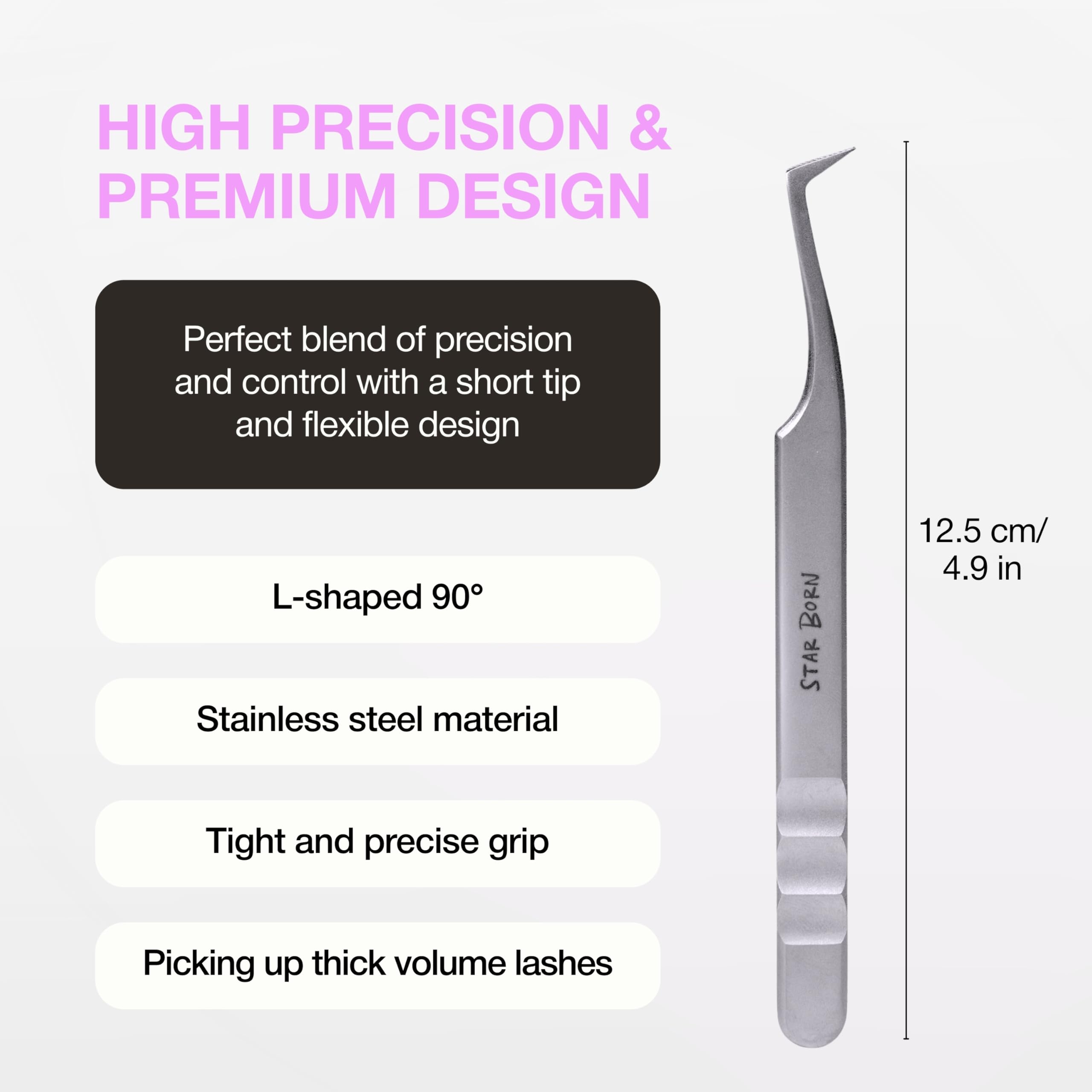 Curacoro Lash Tweezers, LashSmith L-Shaped Tweezer - StarBorn
