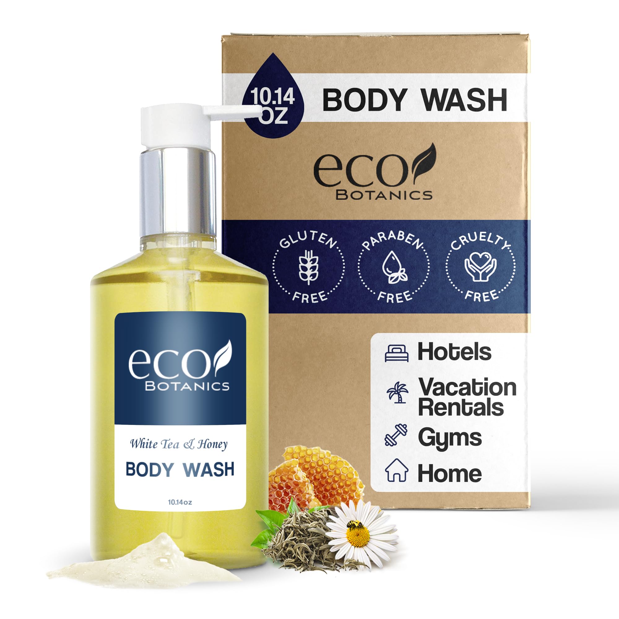 Terra Pure Eco Botanics Body Wash, Retail Size Hotel Amenities, 10.14 oz. (Single)