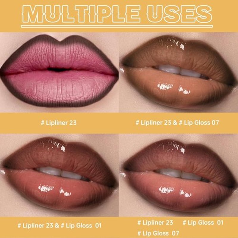 HOSAILY Nourishing Lip Gloss Kit - Hydrating, Non-Sticky Plumping Lip Oil & Liner in Natural Nude