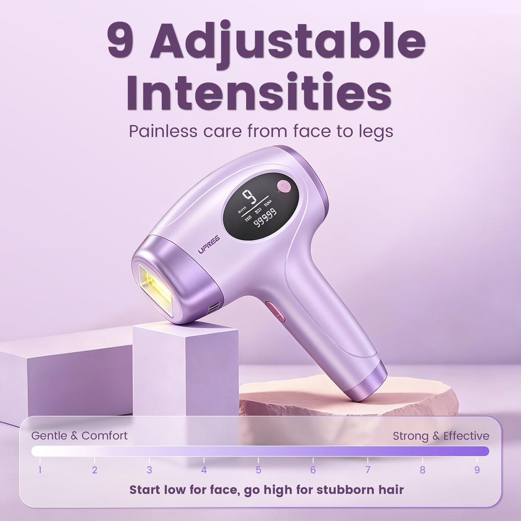 Ufree IPL Hair Removal Device, Full Body for Women Men at Home, Long-Lasting & Painless, 20J & 3 Smart Modes, 990k Flashes, Hair Remover for Armpits Legs Arms Face Bikini Line (Purple)