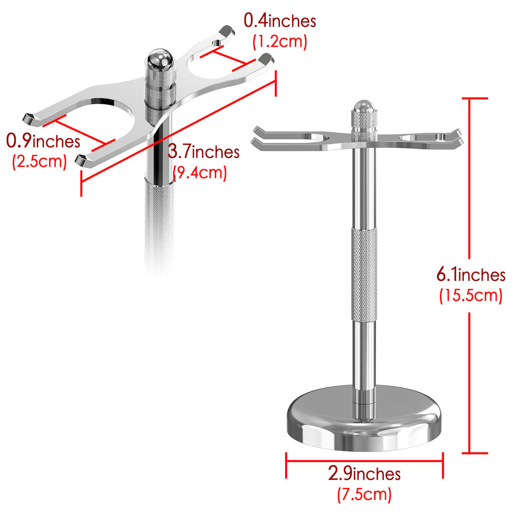 Linkidea Razor & Brush Holder, Deluxe Men's Stainless Steel Shaving Brush Hanger, Grooming Organizer for Bathroom, Shaver Stand Compatible with Merkur 23C (Silver)