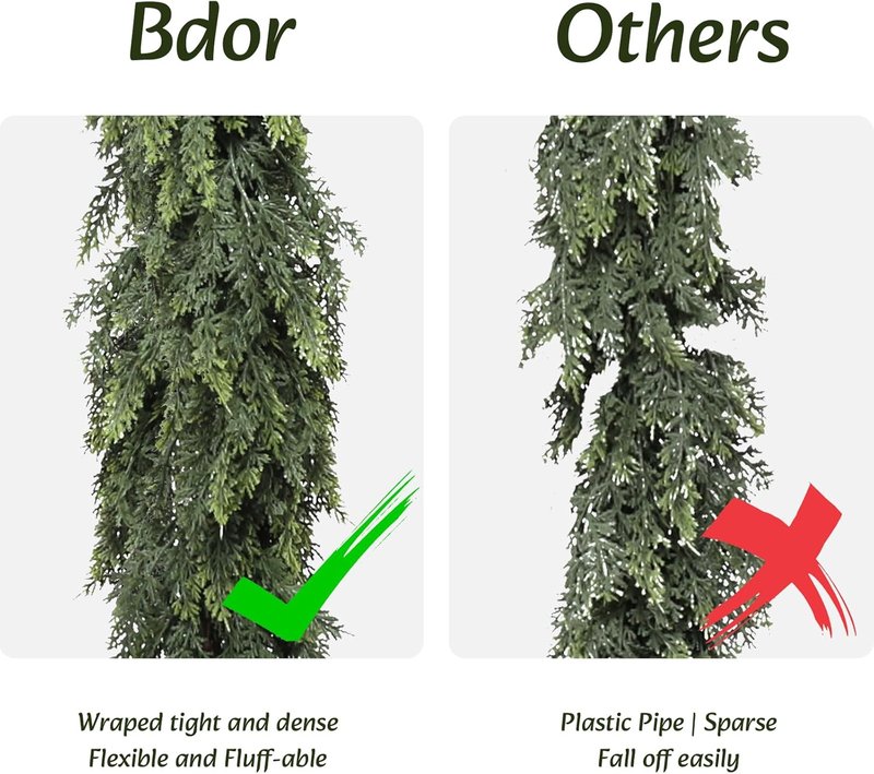 Bdor 6ft Artificial Cedar Garland - Realistic Faux Greenery for Holiday Decor | Perfect for Mantels, Staircases & Doorways