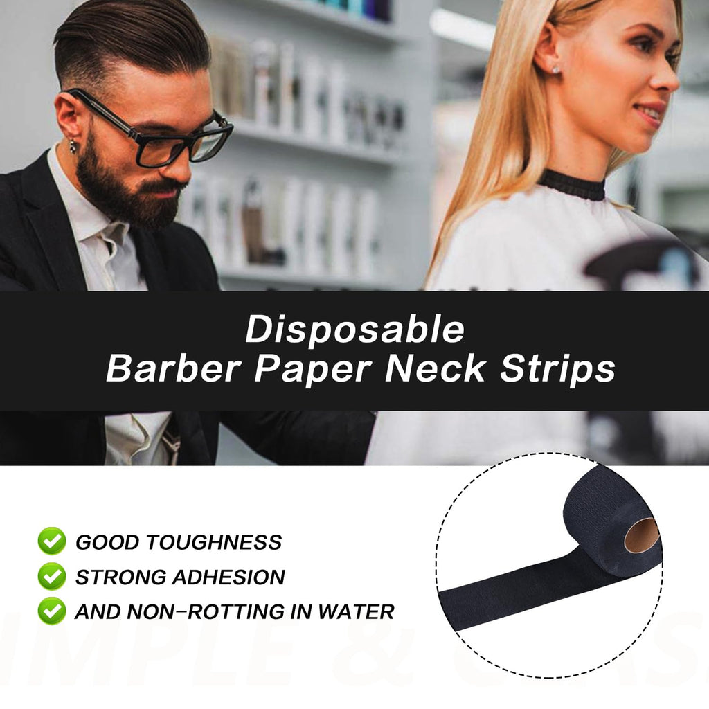 Disposable Barber Neck Strips Black Stretchy Paper Neck Strips for Haircuts Professional Salon Hairdressing Collar Protectors