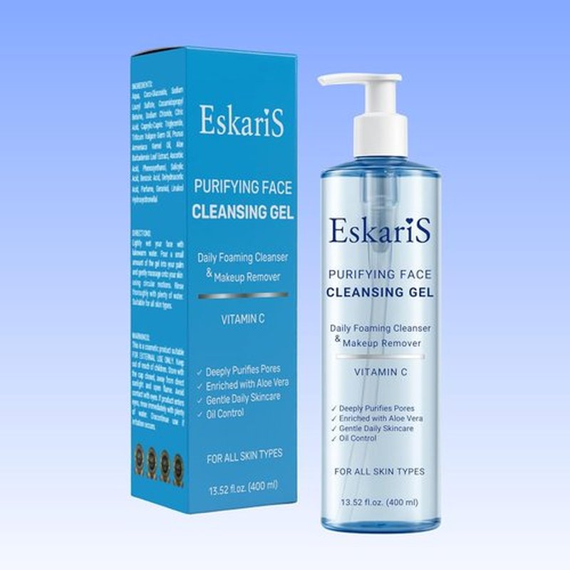 Purifying Face Cleansing Gel by [Brand Name] - Vitamin C & Aloe Vera Daily Foaming Cleanser | 13.52 oz (400 ml)