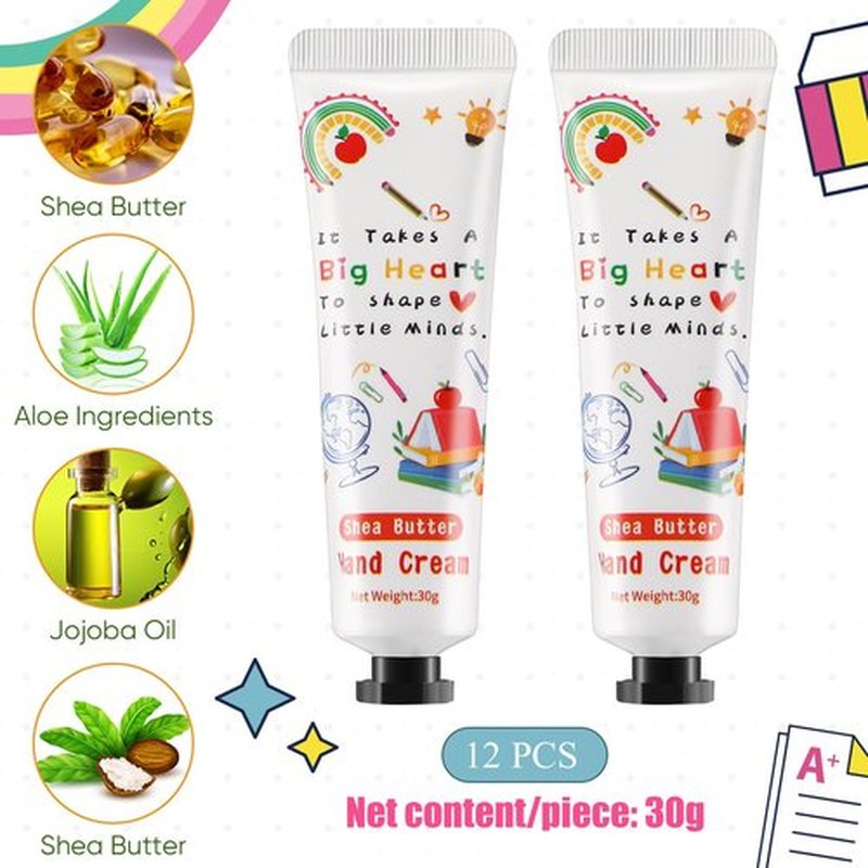 Dansib 12 Pcs Hand Cream Gift Set for Teacher Appreciation Gifts Hand Cream for Dry Cracked Hands Travel Size Moisturizing Hand Lotion Stocking Stuffers Gift Set for Christmas Teacher Thank You Gift