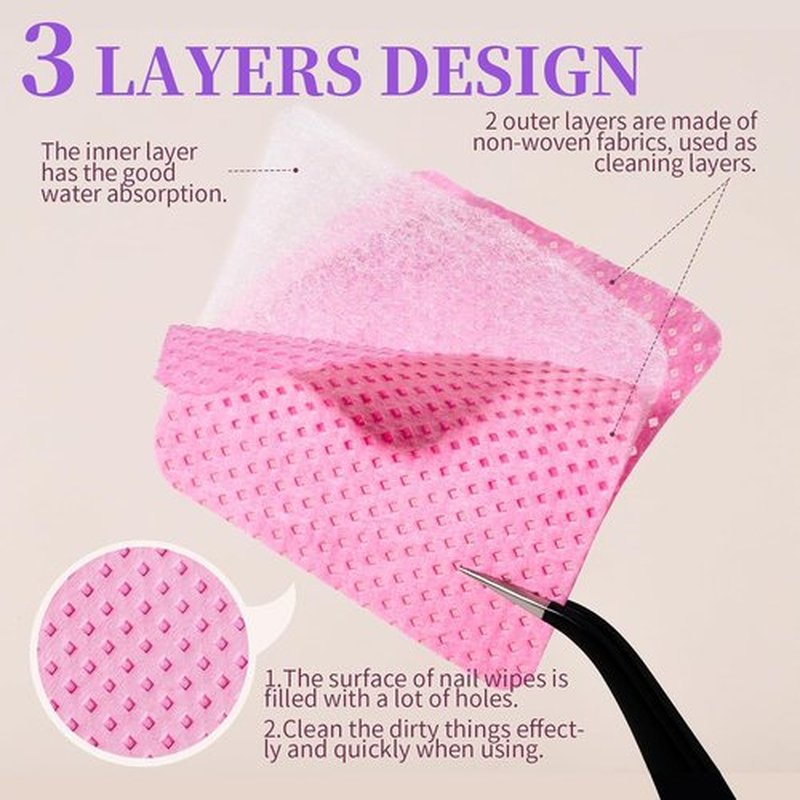 FANDAMEI Lint-Free Nail Wipes - 740PCS Gel Nail Cleaning Pads for Perfect Nail Prep