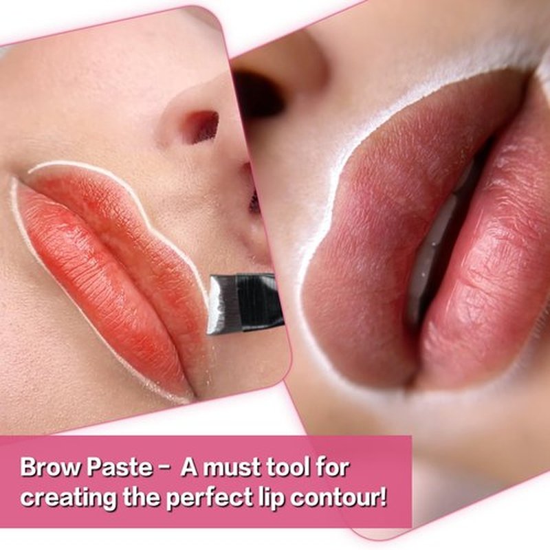 QUEEJOY 20g White Brow Mapping Paste Brow Contour Paste Brow Lip Shape Position Tool,2pcs Eyebrow Brush Set, Mapping Tool for Sketching Contouring the Eyebrow and Lip