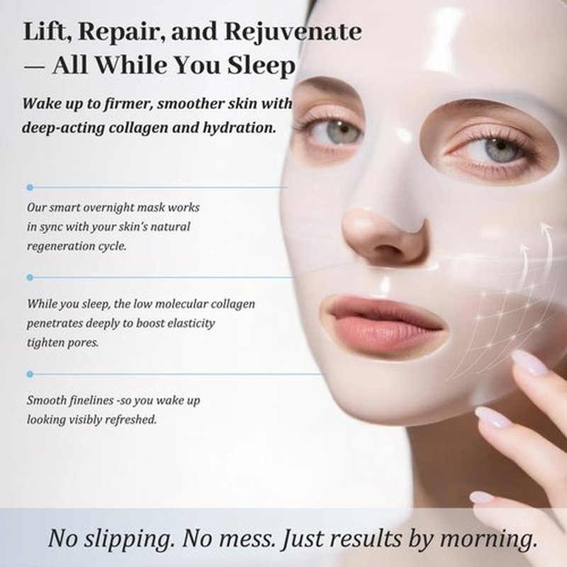 MUQIAN Rosemine Deep Collagen Anti-Wrinkle Lifting Overnight Mask Facial sheet masks with low molecular weight collagen for lifting, firming, and moisturizing 5 Packs