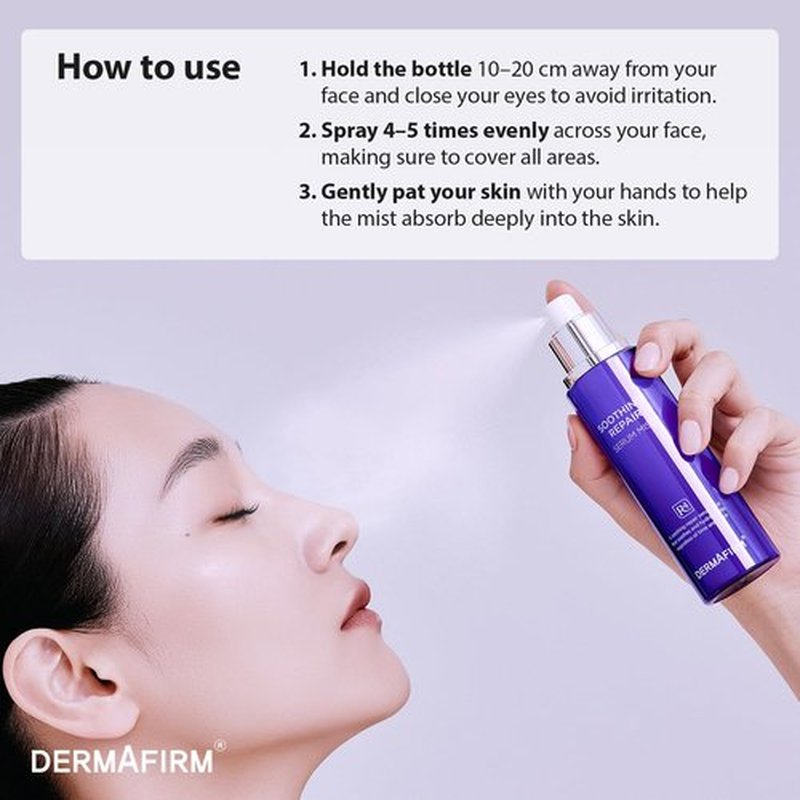 Dermafirm Soothing Repair Facial Serum Hydrating Mist R4 | Face Mist Hydrating Spray for Dark Spots w/Eucalyptus, Peptide & Collagen | Gentle for All Skin Types No Animal Trials No Paraben 3.38 fl oz