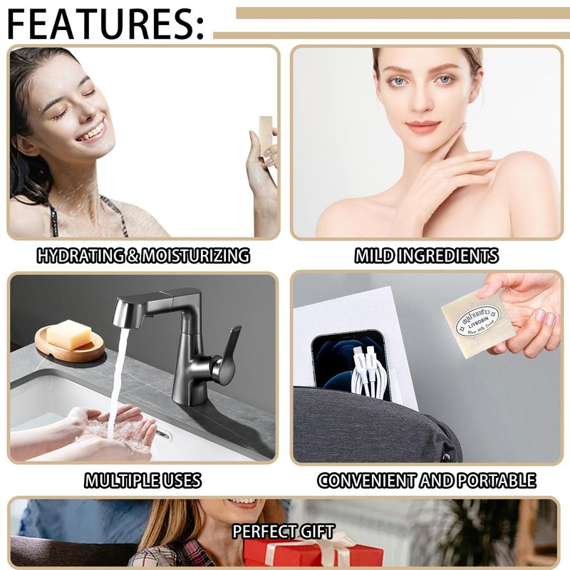 LJYBoBin 2PCS Vegan Rice Soap for Body & Face,Gentle Long-lasting Moisturizing Rice Milk Soap for All Skin Type,Deep Cleaning Rice Handmade Soap Bar for Men & Women