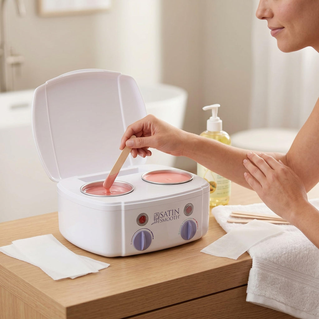 Satin Smooth Professional Dual Wax Warmer Kit - Hair Removal System with Hard & Soft Wax Accessories, Pre & Post-Wax Care Supplies, Spa Waxing Kit for Face and Body