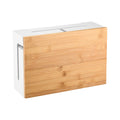 Bamboo Cable Management Box with Magnetic Lid - 12,6x7,8x4.3 in - Durable Cable Organizer to Hide Cords & Power Strip - Wall Mountable - Including Hardware - for Home, Office, Desk & More (White)
