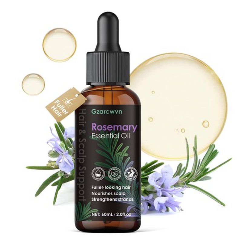 Gzarcwv Rosemary Essential Oil 60ml | Scalp Care & Hair Nourishing Oil | Plant-Based Formula for Stronger-Looking, Smoother Hair | Daily Scalp Massage & Hair Care