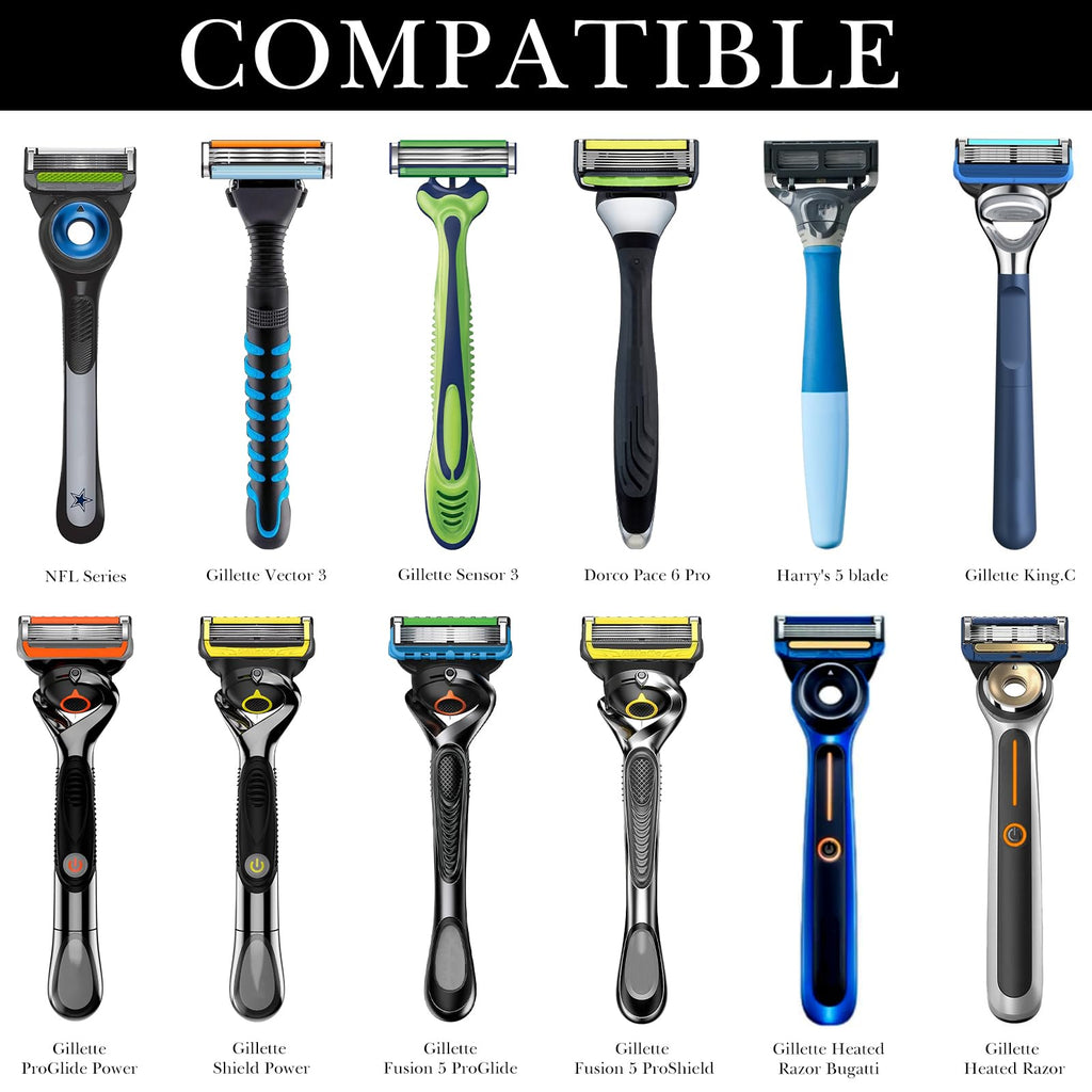 Linkidea 2 Pack Razor Holder, Waterproof Shaver Holder for Shower, Compatible with Gillette Fusion 5, Labs with Exfoliating Bar, Dorco Pace 6 Pro, Harry's 5 Blade (Grey)