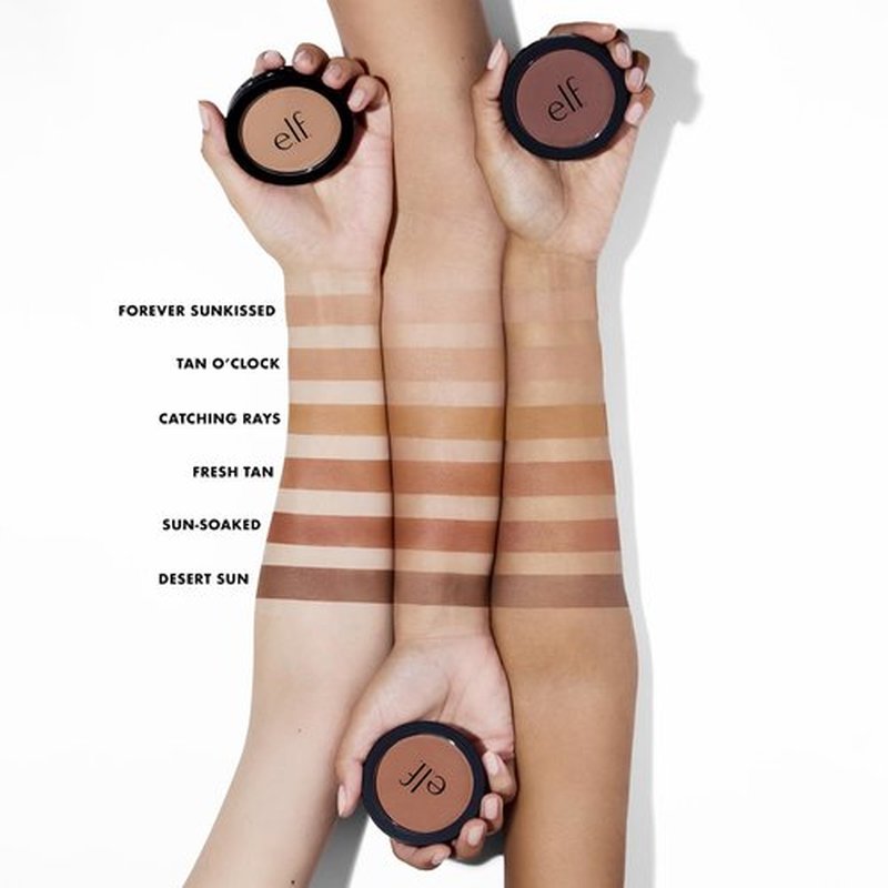 e.l.f. Primer-Infused Bronzer, Long-Lasting, Lightweight & Buildable Powder Bronzer, Delivers A Matte Finish, Vegan & Cruelty-Free, Catching Rays
