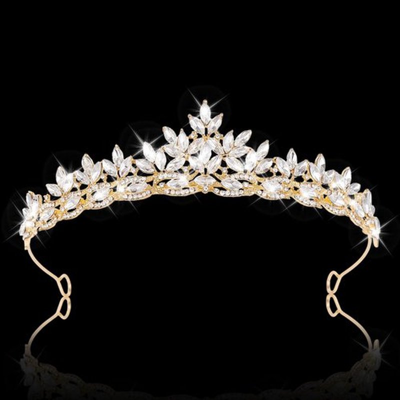 JITINX Crystal Tiaras & Crowns for Women, Bride Royal Queen Headband Princess Headpieces for Birthday Cake Crown & Prom Pageant Party (Gold Crown)