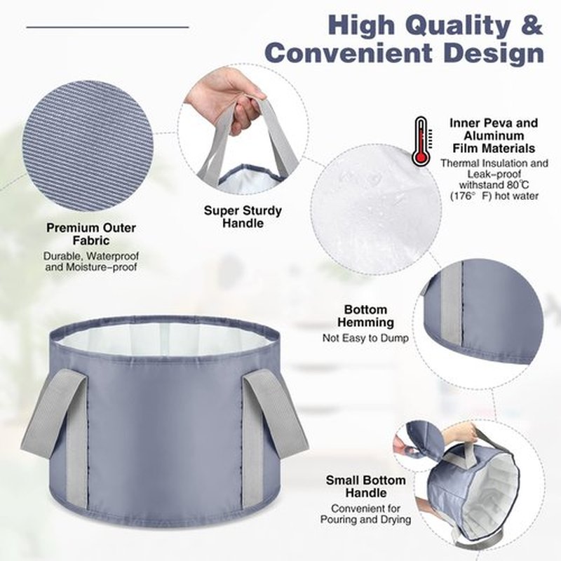 3 Pieces Collapsible Portable Foot Soak Tub Soaking Foot Basin Multifunctional Foldable Bucket Washing Camping Pedicure Bowl Outdoor Water Container for Fishing Hiking Spa Travel, 3 Colors, 14 L