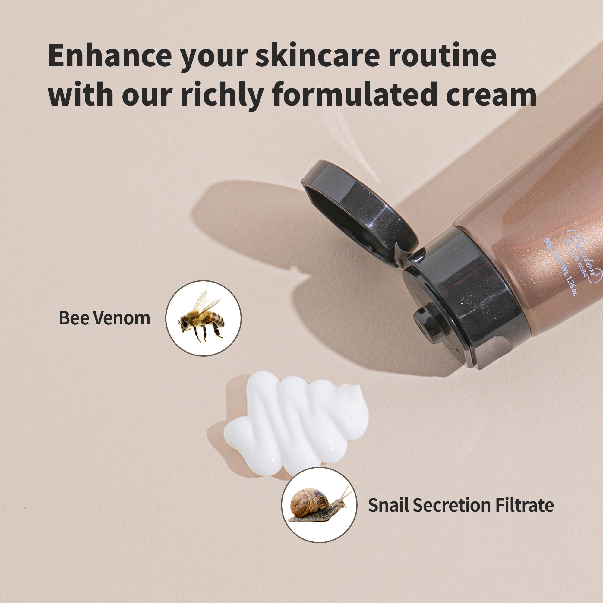 BENTON Snail Bee High Content Steam Cream - Snail Mucin Moisturizer with Bee Venom & Niacinamide | Korean Skin Care Products For Dry & Sensitive Skin | Hydrating Face For Women (1.76 oz.)