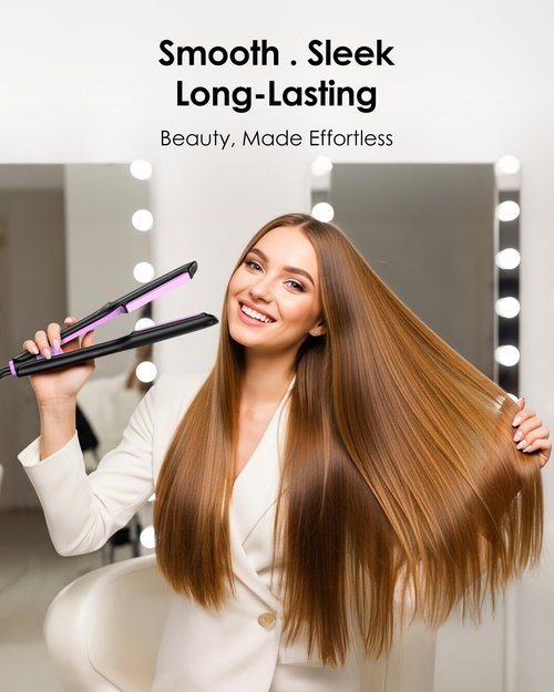 1.75 Inch Hair Straightener for Women, Ionic Flat Iron Hair Straightener with Professional Ceramic Coated, 9 Smart Temps Control, 20s Fast Heat-Up, Auto Shut-Off & Dual Voltage Purple