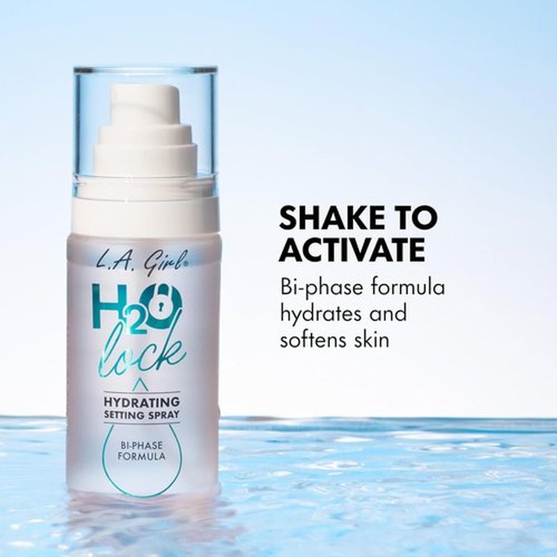 L.A. Girl H2O Lock Setting Spray - Bi-Phase Hydrating Makeup Mist with Aloe Vera & Cucumber Extract