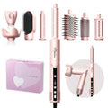 Atopskins 8-in-1 Hair Dryer Brush & Hot Air Styler, 110,000 RPM Blow Dryer Brush Foldable LCD Display, 4 Heat Settings Auto Curler Fast Drying Curling Straightening for Salon & Travel (Pink)