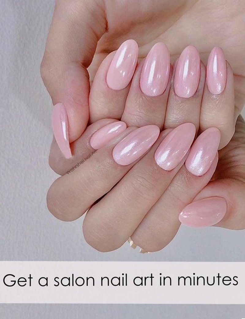 Semi Cured Gel Nail Strips, Glazed Donut, Pink 20pcs Adhesive UV Sticker, Wraps for Home Manicure DIY