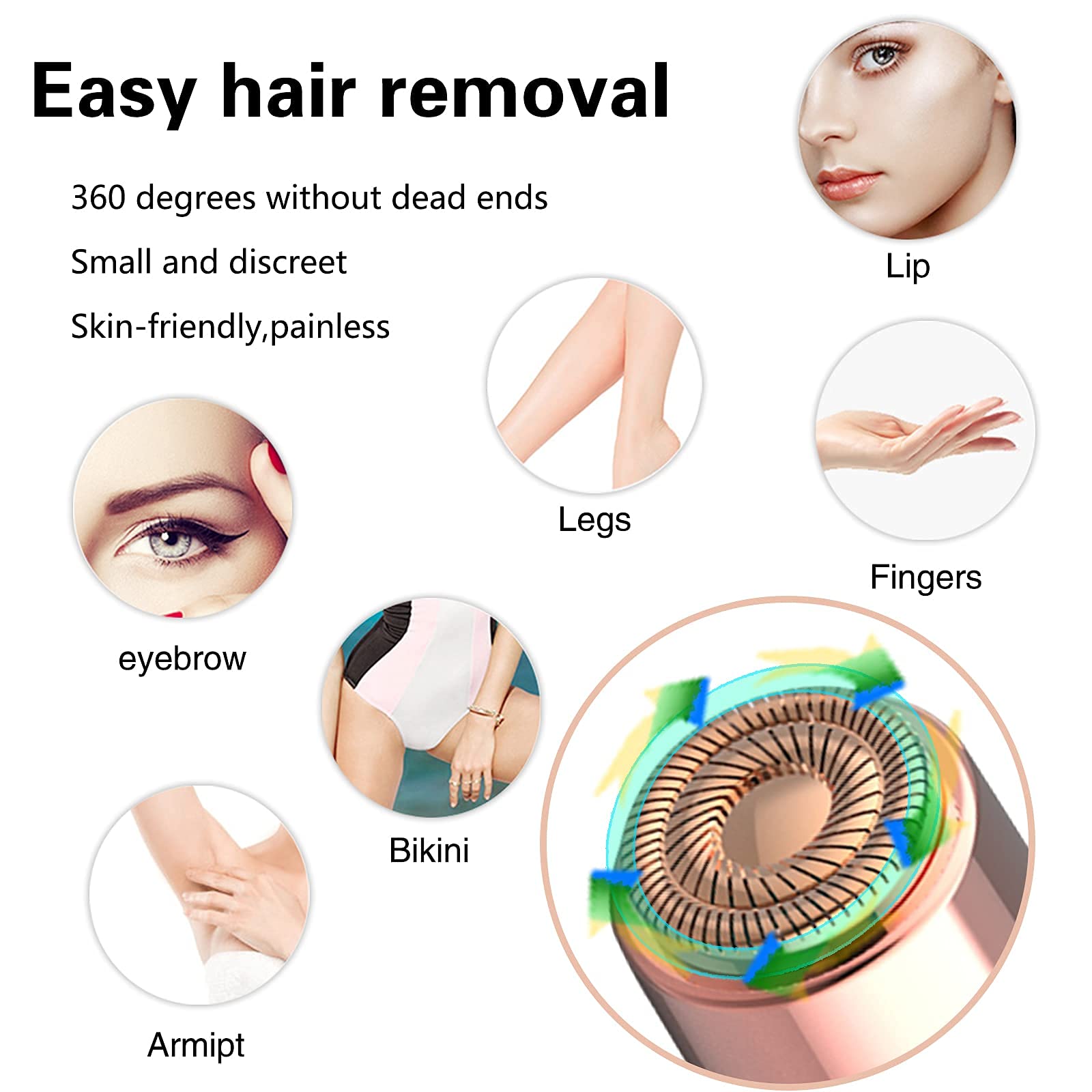 Facial Hair Remover Replacement Heads: Compatible with Finishing Touch Flawless Facial Hair Removal Tool for Women As Seen On TV 18K Gold-Plated Rose Gold (Generation 2 2pack)