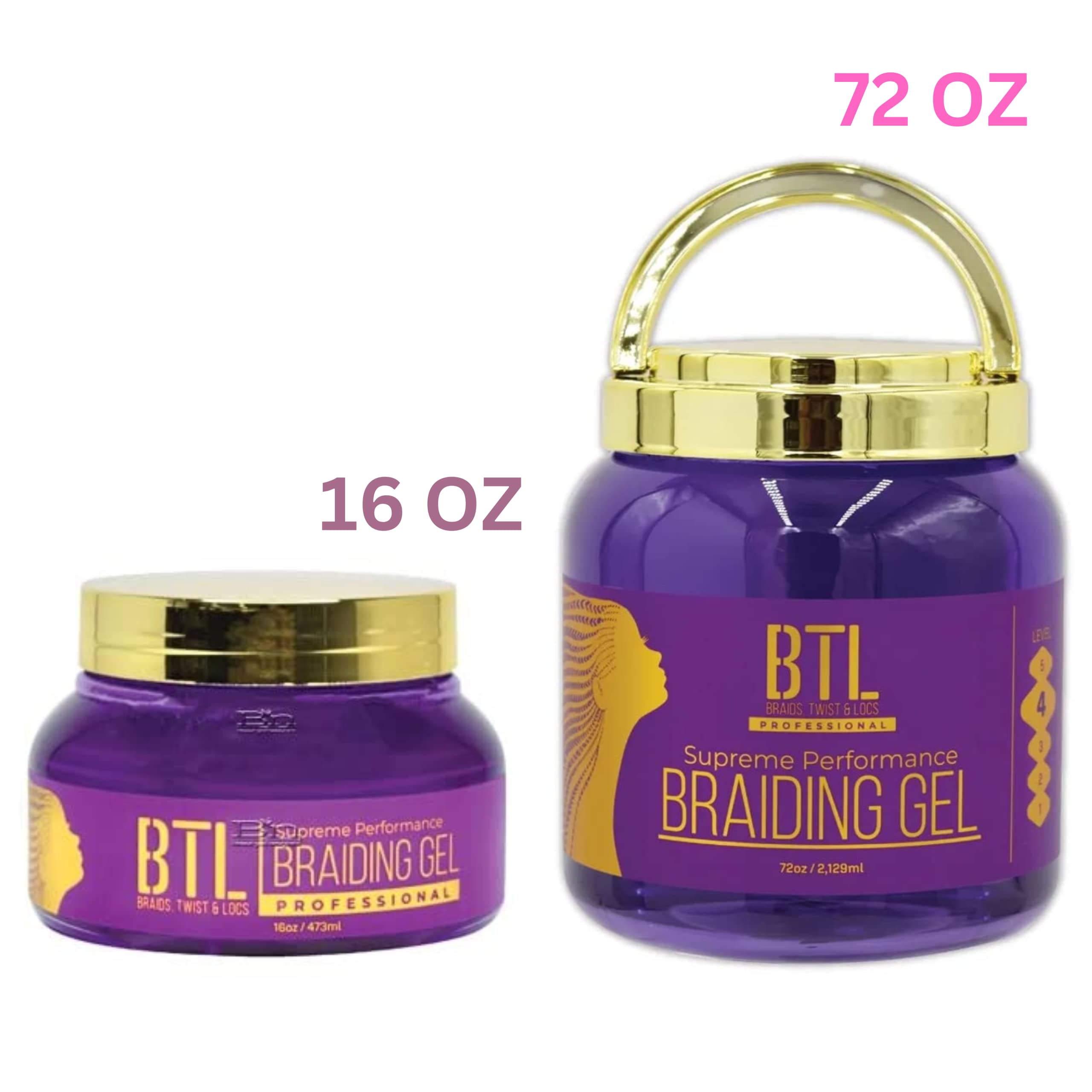 BTL Braiding Gel Supreme 72 Oz Bulk Super Size Jar - Ultimate Hair Styling Solution for Braids, Locs & Twists | Long-Lasting Strong Hold | Non-Greasy & Lightweight Formula | Natural Ingredients