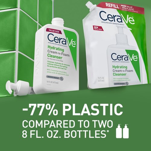 CeraVe Hydrating Foaming Cleanser - Makeup Remover for Dry Skin | Fragrance-Free, 16 oz Refill