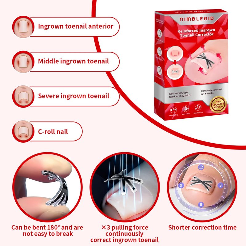 Upgraded Titanium Alloy Ingrown Toenail Corrector with Upgraded 6-Angle Shape,3x Stronger Pull Force,Ingrown Toenail Removal Kit, Ingrown Toenail Treatment for Women and Man (Small Size-6 packs)