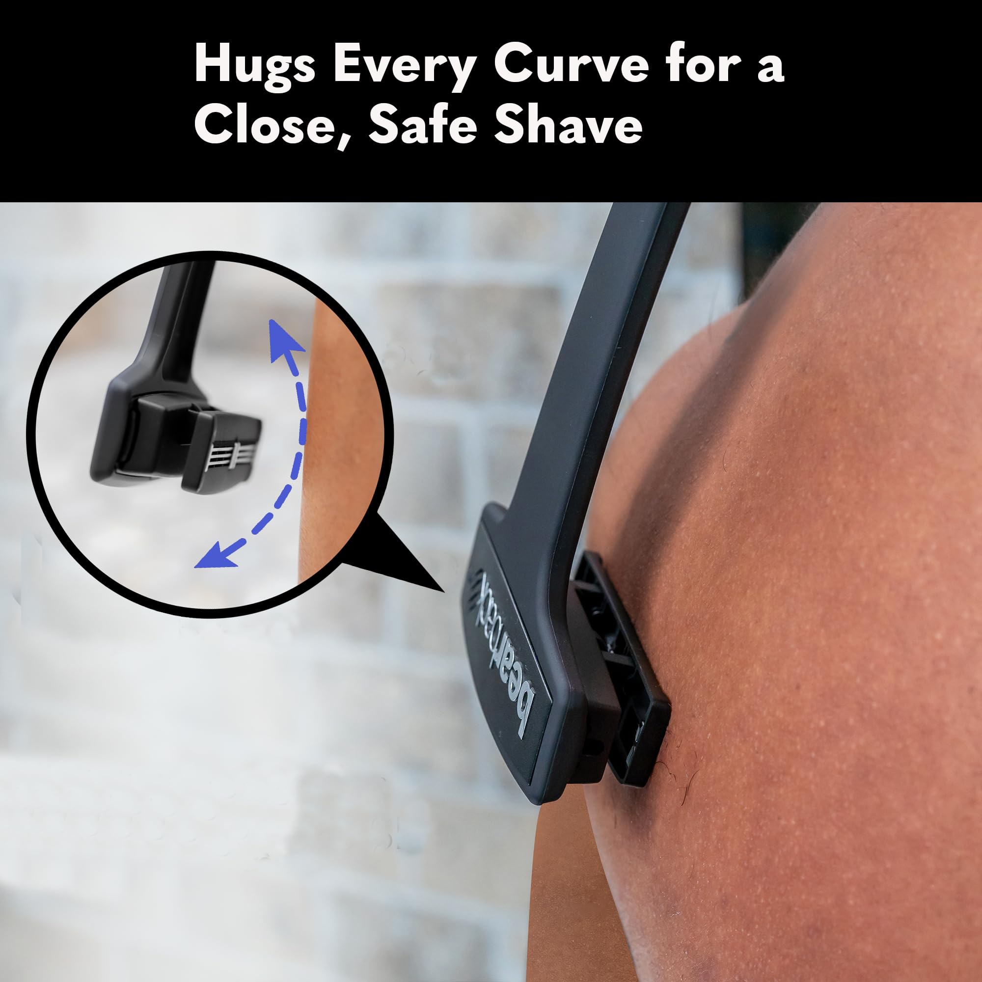 Bearback Back Shaver for Men - Effortless Reach 17” Folding Handle for a Smooth Solo Shave - Pivoting Triple Blade Technology, Part of the Bearback Interchangeable Grooming System