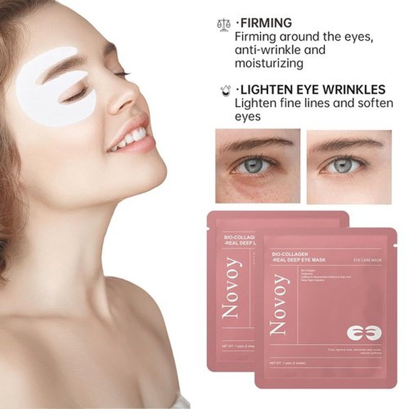 Novoy Bio-Collagen Deep Eye Patches - 6-in-1 Retinol Treatment for Dark Circles & Puffiness | 15 Pairs, Rose