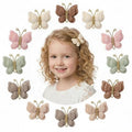 12 Pcs Butterfly Hair Bow Girl, Beige Kid's Cute Hair Clips Barrettes Accessories for Infants Toddlers Baby Kids Fine Hair