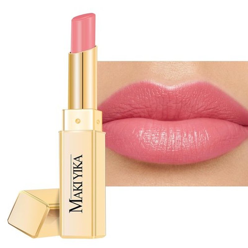 MAKI YIKA Moisture Lipstick - Hydrating Nude Pink Lip Color for Dry Lips | Juicy Finish, MA073 Bare Soul