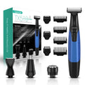 VOYOR Beard Trimmer for Men - Cordless Electric Razor with Adjustable Length Combs | All-in-One Grooming Kit (Blue)