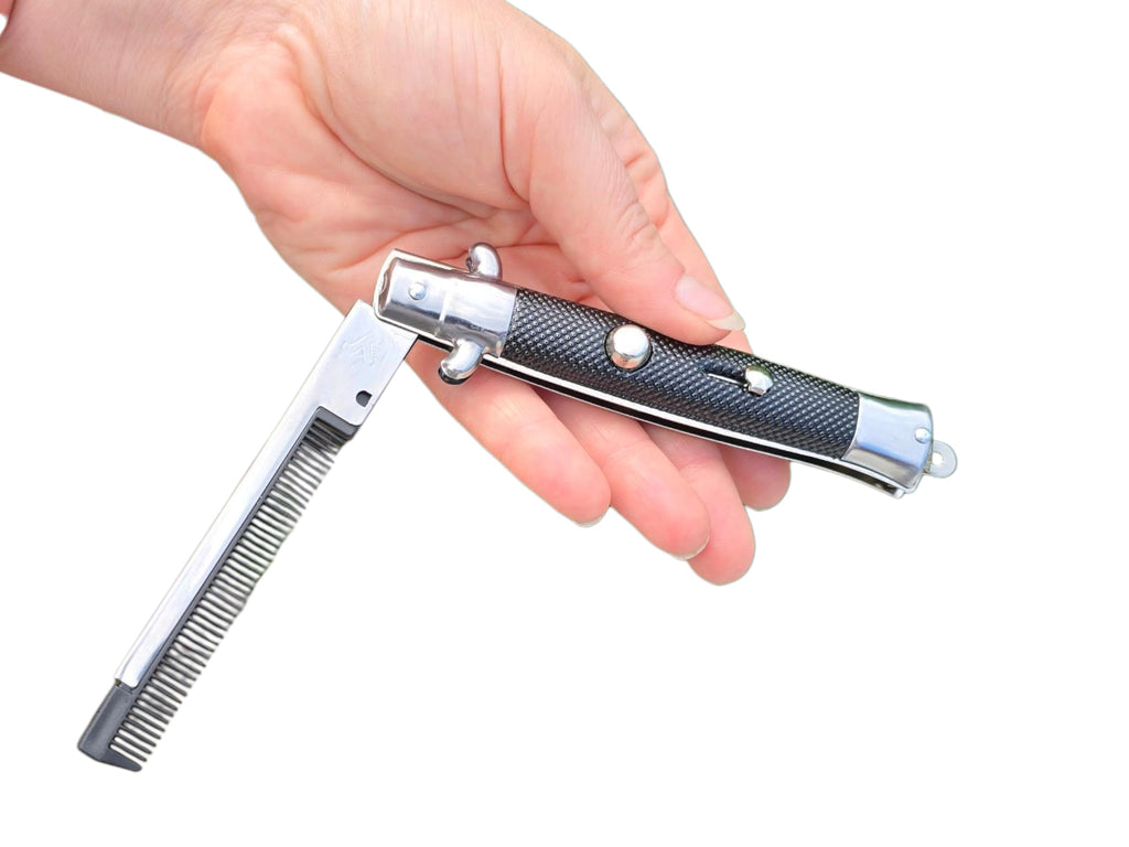 Zugar Land Switch Blade Comb, 9 Inch Display Box, 3 Inch Switchblade Hair Comb (Standard, 2, Count)