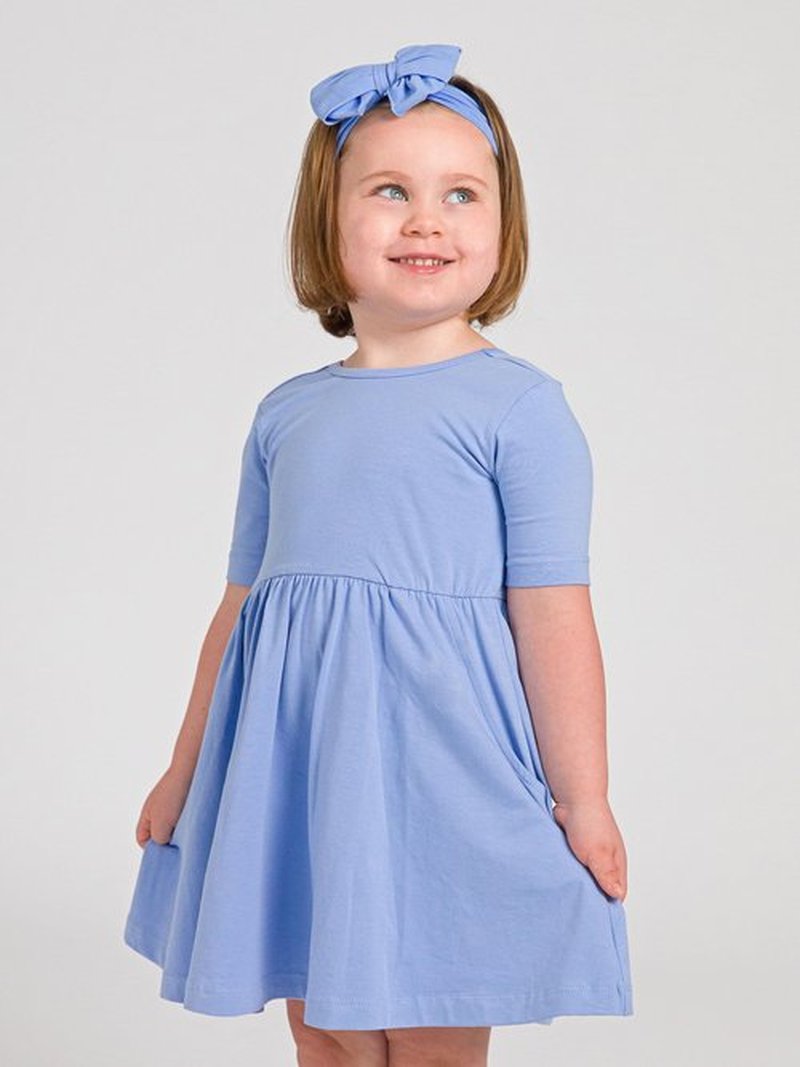 RuffleButts® Girls Knit Big Bow Headbands - Periwinkle Blue, One Size