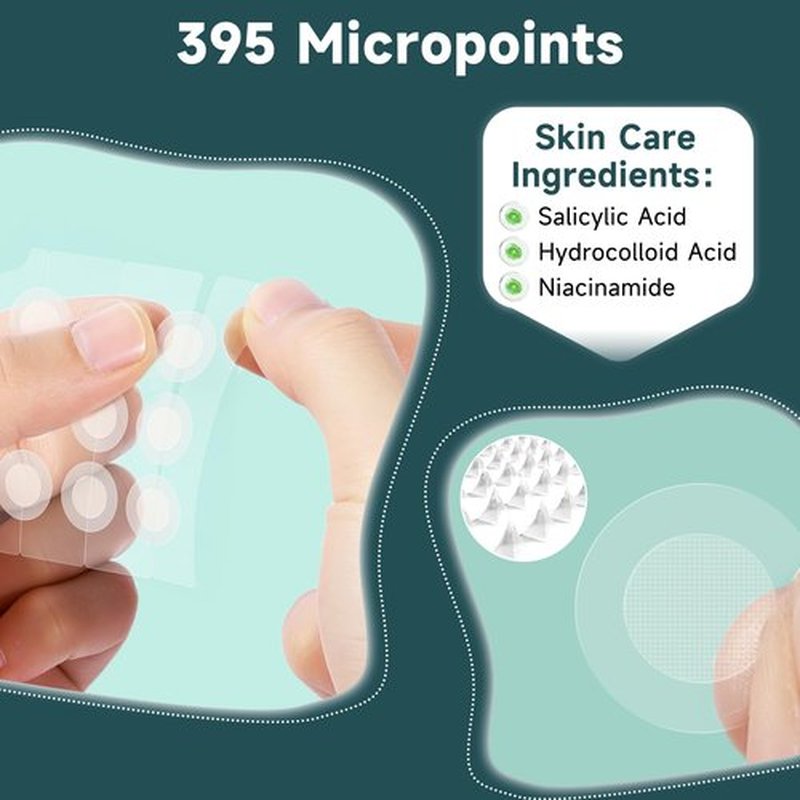 sundpik Microdart Pimple Patches for Face 9 Count,Hydrocolloid Acne Patches,for Early Stage Zits,Spot Patch with 395 Microdart