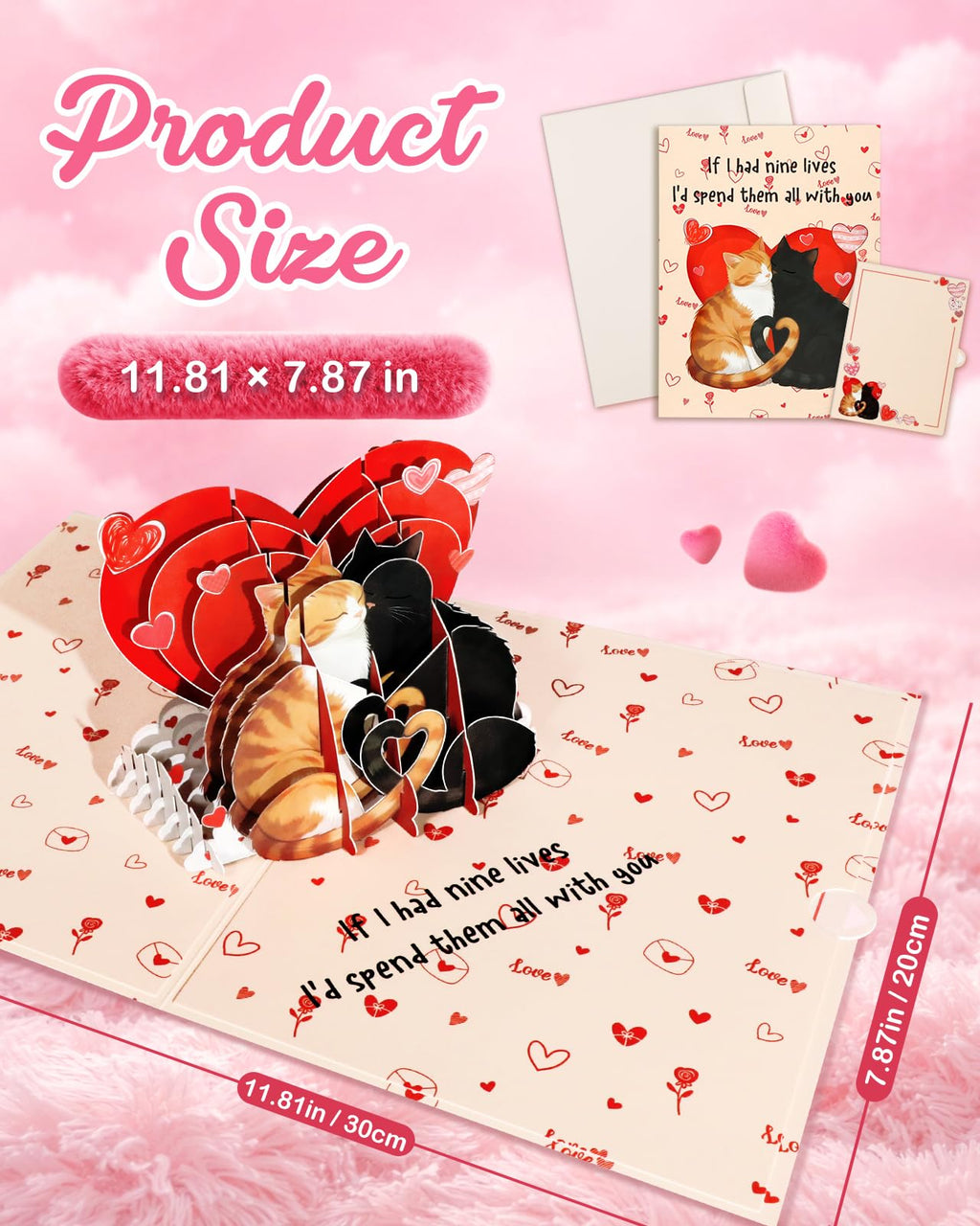 Coralogo Pop Up Anniversary Card - Cat Couple Theme 3D Romantic Anniversary Pop Up Card Cute Wedding, Birthday Thinking of You Cards with Envelope Gift for Cats Lover, Her, Him, Wife, Girlfriend, Boyfirend, Husband