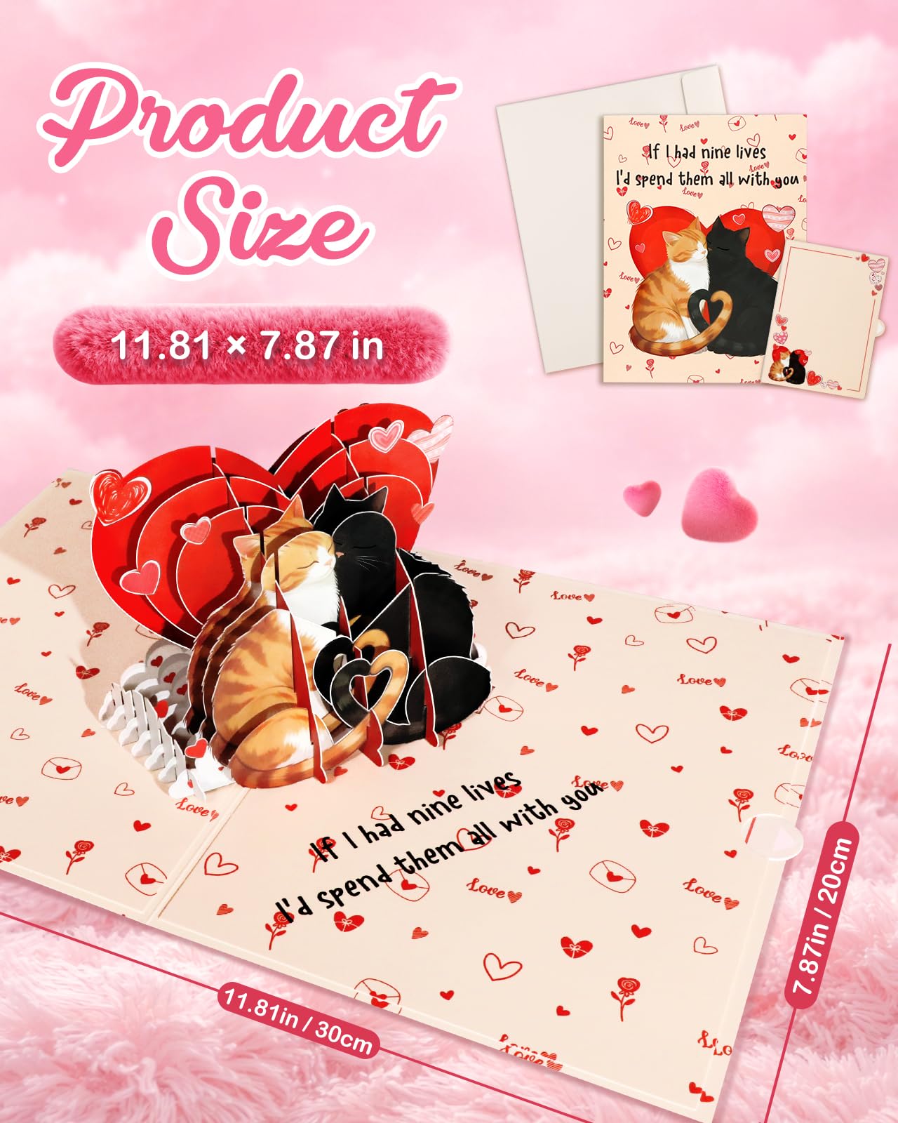 Coralogo Pop Up Anniversary Card - Cat Couple Theme 3D Romantic Anniversary Pop Up Card Cute Wedding, Birthday Thinking of You Cards with Envelope Gift for Cats Lover, Her, Him, Wife, Girlfriend, Boyfirend, Husband