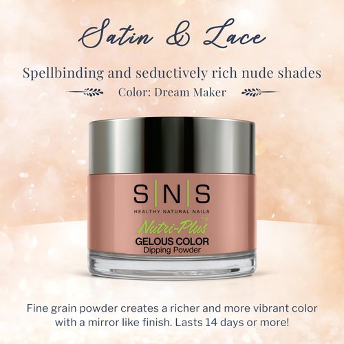SNS Nail Dip Powder Gelous Color Dipping Powder - Dream Maker (Natural/Nudes, Pale Beige), SL12 - Long-Lasting Acrylic Nail Color & Polish Lasts 14 Days - Low-Odor, No UV Lamp Required, 1 Oz