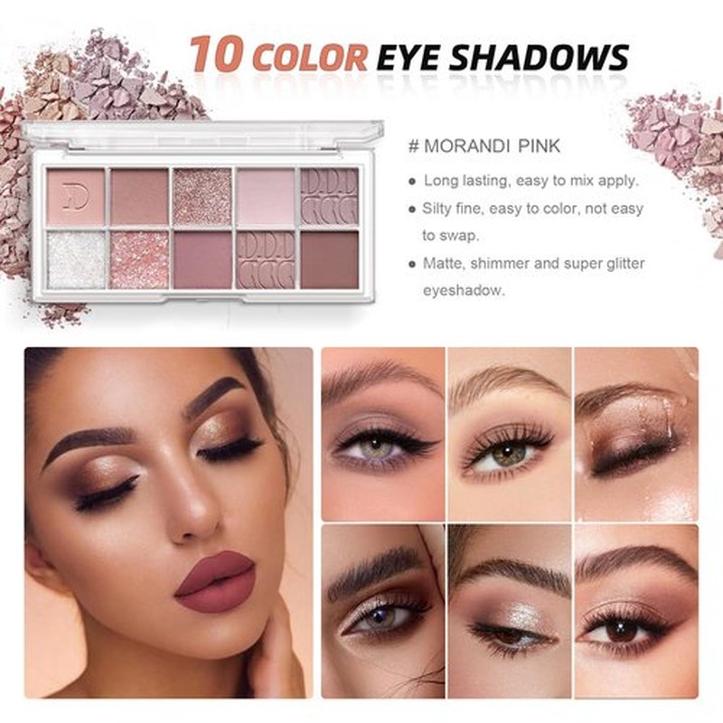 Qiong All in One Makeup Kit - Set for Women, Girls & Teens, Include 10 Colors Eyeshadow Palette, Lip Gloss, Eyebrow Eyeliner Pencil, Waterproof Mascara, 6 Pcs Brushes (Pink Kits)