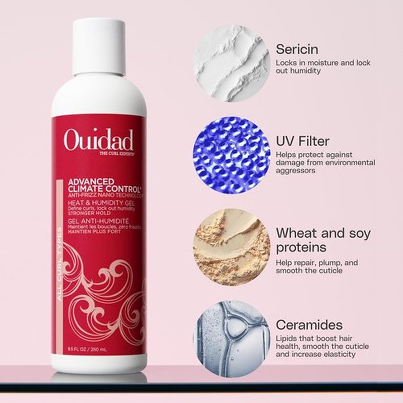 Ouidad Advanced Climate Control Gel - Strong Hold for Curly Hair | Crunch-Free, Frizz-Fighting, Moisture Locking, Sulfate & Silicone-Free