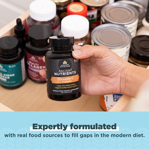 Ancient Nutrition Probiotics & Vitamin C Supplement - Supports Immune & Gut Health | 30 Servings, Non-GMO