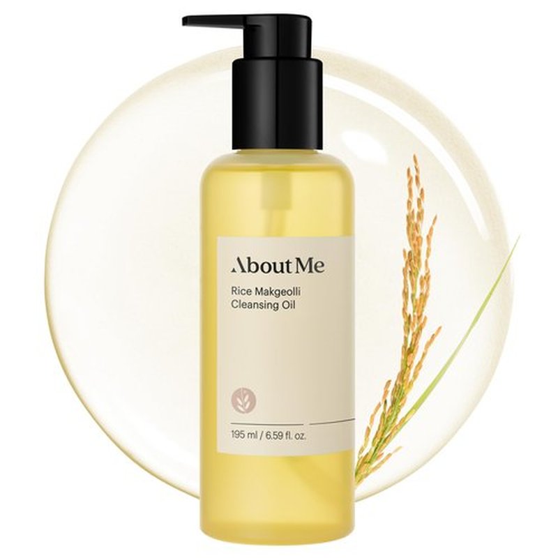 About Me Rice Makgeolli Cleansing Oil – Triple Ferment Oil Cleanser & Makeup Remover with Galactomyces, Melts Waterproof Makeup, Milky Rinse No Residue, Fragrance-Free for Sensitive Skin, 6.59 fl oz