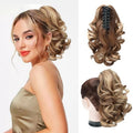 Foaoit Short Ponytail Extension Claw Clip in Hair Extensions for Women 10 Inch Loose Curly Ponytails Synthetic Updo Hair Pieces for Kids Girls (Light Brown mix Blonde)