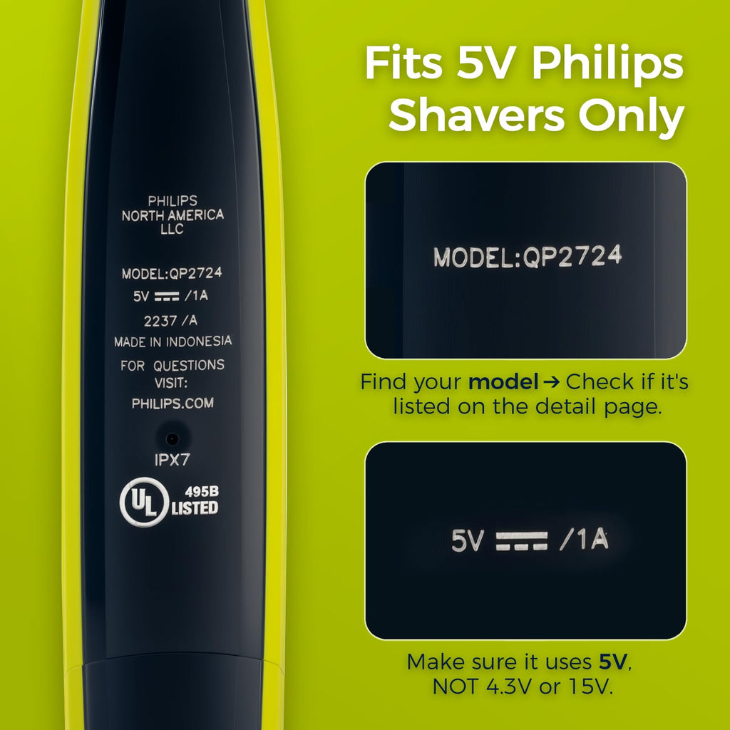 Hajida 5V USB-C Charger Cord Compatible with Philips Norelco Shaver Models – QP2724, QP1924, QP4530, QP2834, QP4631, X3001, MG5910, MG5970, QP6552, MG7910, MG7970, MG9520, QP6542 & More