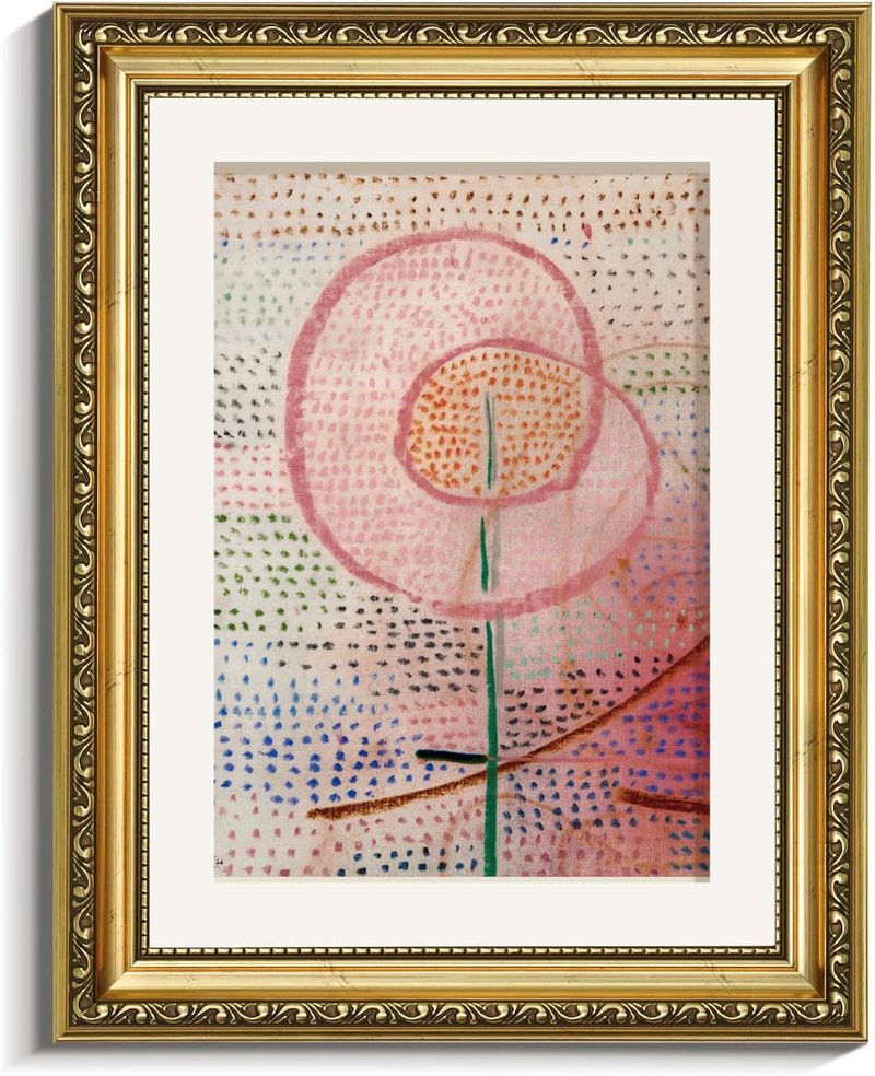 VIYYIEA Gold Framed Canvas Print - Vintage Abstract Flower Wall Art | Multicolor Home Decor 11x14in