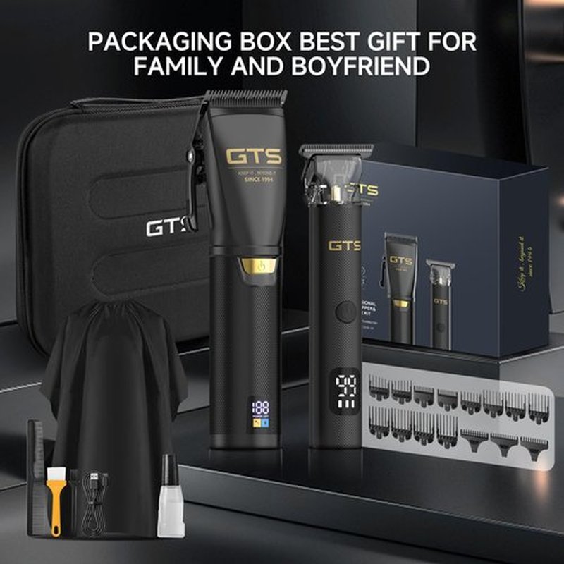 GTSPRO Hair Clippers for Men Professional, Cordless Clippers for Hair Cutting, Mens Hair Clippers and Trimmer Kit for Barber with LED Display 15 Guide Combs